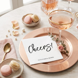 Cheers Wedding Napkins with Rustic Hand Lettering 