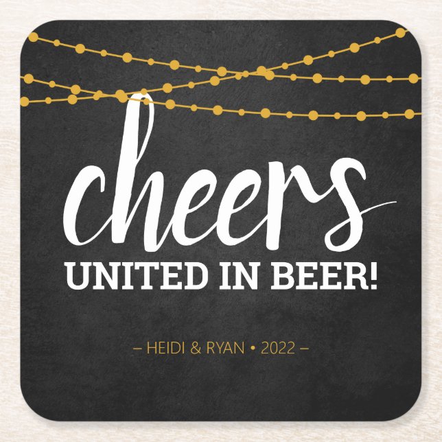 Cheers Wedding Shower Beer Drink Coaster Favour (Front)
