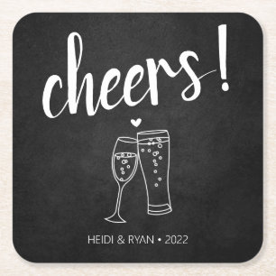 Cheers Wedding Shower Beer Drink Coaster Favour