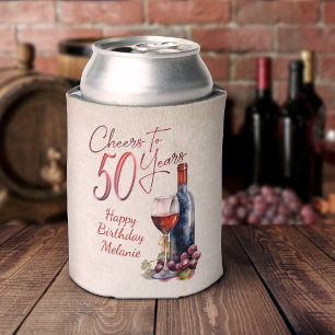 Cheers Wine 50th Birthday Can Cooler