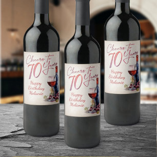 Cheers Wine 70th Birthday Label