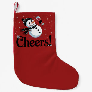 Cheers Wine Christmas Snowman Xmas Drinking Winter Small Christmas Stocking