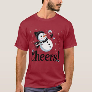 Cheers Wine Christmas Snowman Xmas Drinking Winter T-Shirt