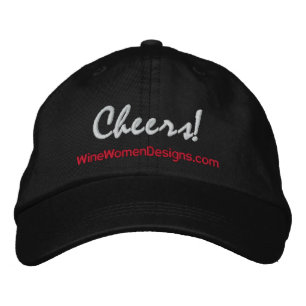 Cheers! Wine Women Designs Dark Embroidered Hat