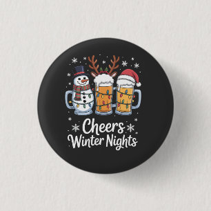 Cheers Winter Nights Beers Snowman Beer Lovers 3 Cm Round Badge