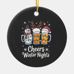 Cheers Winter Nights Beers Snowman Beer Lovers Ceramic Ornament