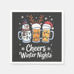 Cheers Winter Nights Beers Snowman Beer Lovers  Napkin