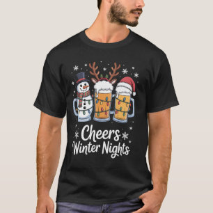 Cheers Winter Nights Beers Snowman Beer Lovers  T-Shirt