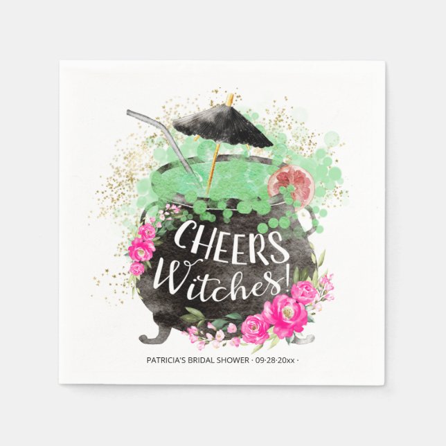 Cheers Witches Cocktail Halloween Bridal Shower Napkin (Front)