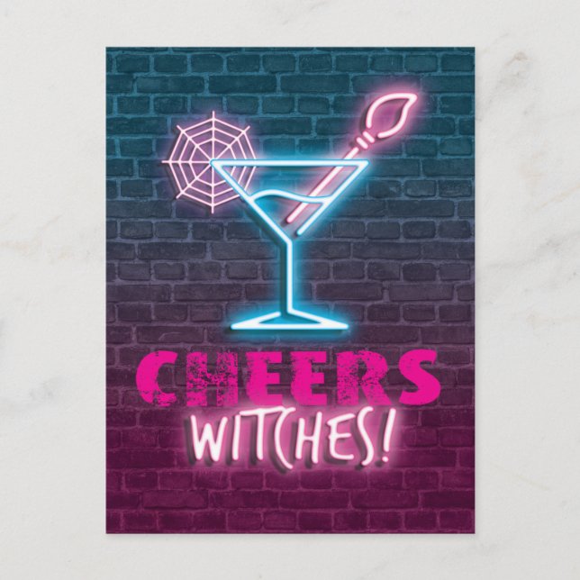 Cheers Witches! Funny Halloween Postcard (Front)