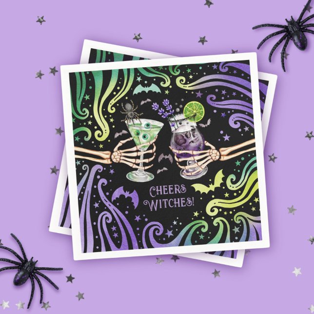 Cheers Witches Halloween Cocktail Glasses  Napkin (Cheers Witches Halloween Cocktail Glasses Napkins)