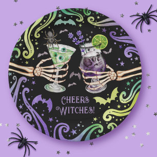 Cheers Witches Halloween Cocktail Glasses  Paper Plate