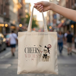 Cheers Witches Skeleton Halloween Tote Bag