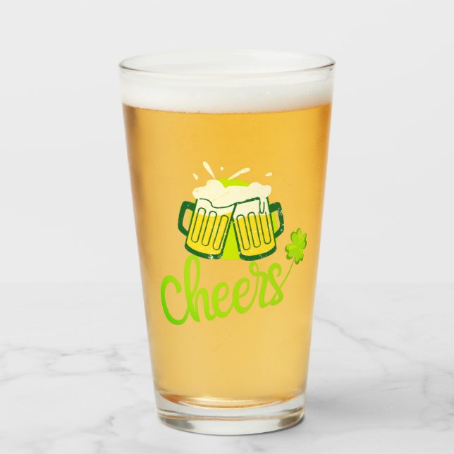 Cheers with Shamrock - St. Patrick Day Glass (Front Filled)