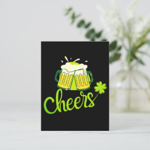 Cheers with Shamrock - St. Patrick Day Holiday Postcard