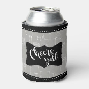 Cheers Yall   Comical Bar Glass Pattern Beer Party Can Cooler