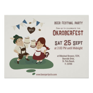 cheersful and cheerful Bavarian invite Oktoberfest Poster