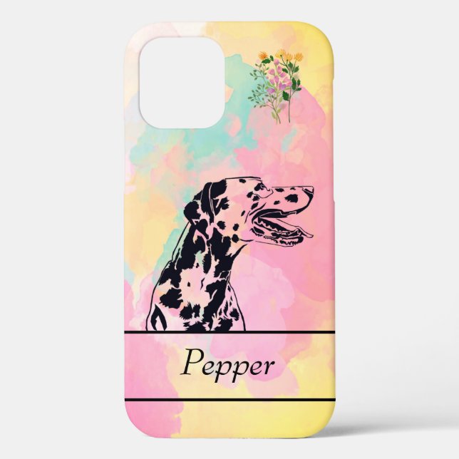 Cheery Abstract Inked Dalmatian Dog iPhone 12 Case (Back)
