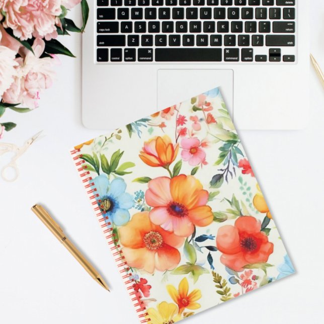 Cheery and Bright Watercolor Poppy Floral Notebook (Creator Uploaded)