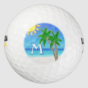 Cheery Beach Scene MONOGRAM Golf Balls for Women