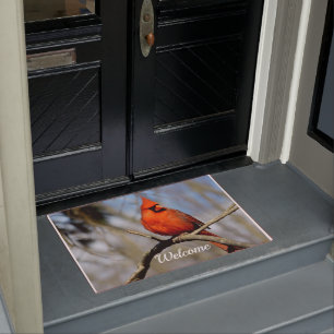 Cheery Cardinal Welcome Mat