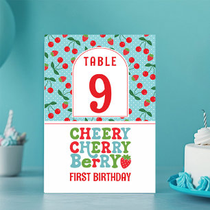 Cheery Cherry Berry First Birthday Table Number