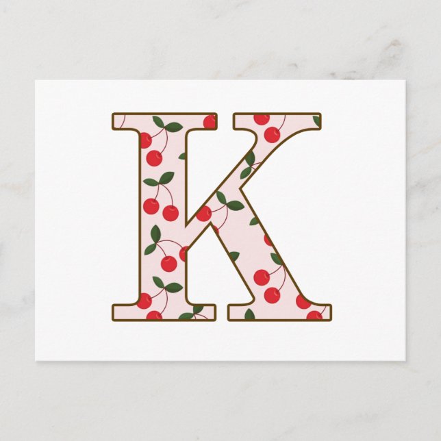 Cheery Cherry K Postcard (Front)