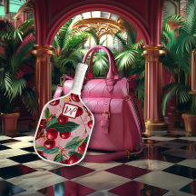 Cheery Cherry Retro Pink Monogrammed 