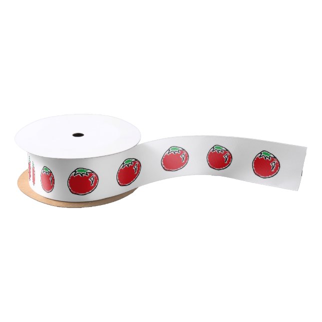 Cheery Cherry Tomato Cartoon Satin Ribbon (Spool)