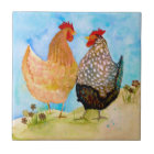 Cheery Chickens Ceramic Kitchen Tile
