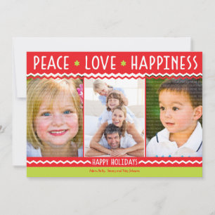 Cheery Holiday Chevron Stripes 3 Photo Card