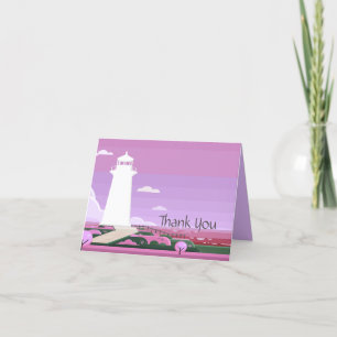 Cheery Lighthouse Lavender Thank You Card