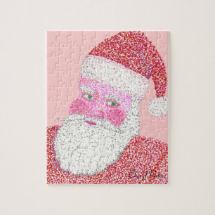 Cheery Santa Claus Pointillism Painting Puzzle