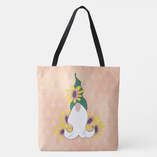 Cheery Sunflower Gnome Life Personalised Shoulder Tote Bag (Front)