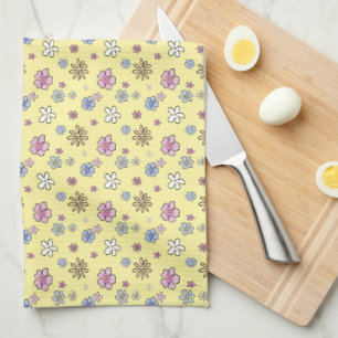 Cheery Whimsical Floral Yellow Spring Tea Towel