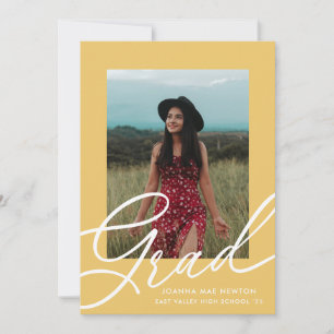 Cheery Yellow Two Photo Graduation Invitation
