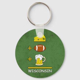 Cheese and Football and Beer Means Wisconsin Key Ring