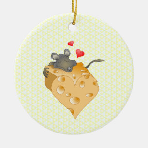 Cheese and Mouse Ceramic Ornament