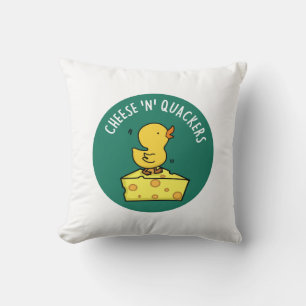 Cheese And Quackers Funny Duck Pun  Cushion