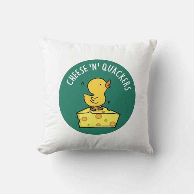 Cheese And Quackers Funny Duck Pun  Cushion (Front)