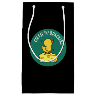Cheese And Quackers Funny Duck Pun Dark BG Small Gift Bag