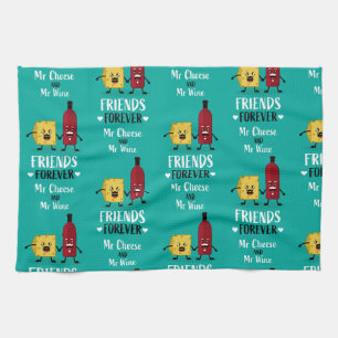 Cheese And Wine Best Friends Tea Towel