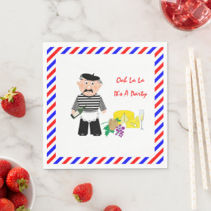 Cheese And Wine French Theme Fun Party Napkin