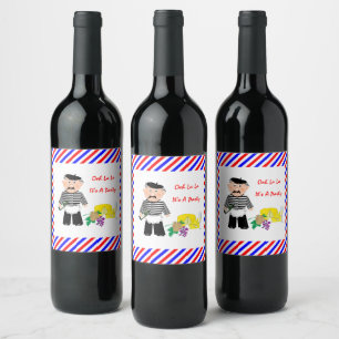 Cheese And Wine French Theme Fun Wine Label