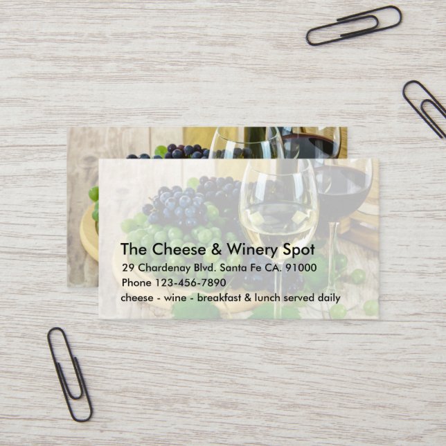 Cheese And Wine Restaurant Business Card (Front/Back In Situ)