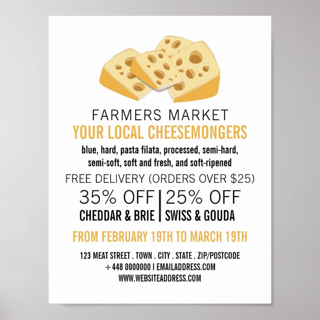 Cheese Blocks, Cheesemonger Advertising Poster (Front)