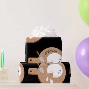 Cheese Board with Brie Knife and Herbs Wrapping Paper