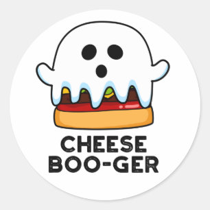 Cheese Boo-ger Funny Ghost Cheeseburger Pun  Classic Round Sticker