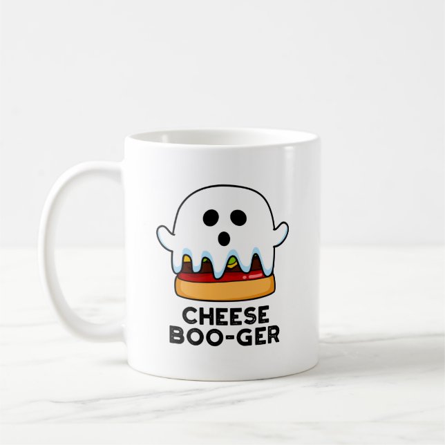 Cheese Boo-ger Funny Ghost Cheeseburger Pun  Coffee Mug (Left)