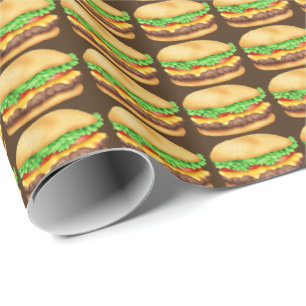 Cheese burger fast food themed wrapping paper